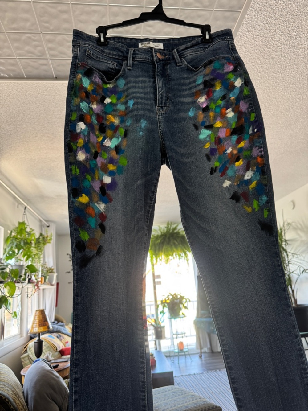 Hand Painted Levi Strauss Totally Shaping Skinny Jeans Size 16L W33